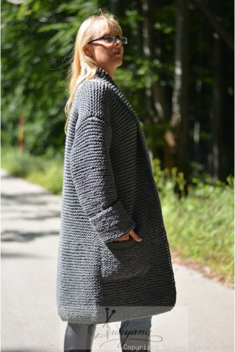Redwood Burl Mix Pattern Hollow Knit Open Front Cardigan